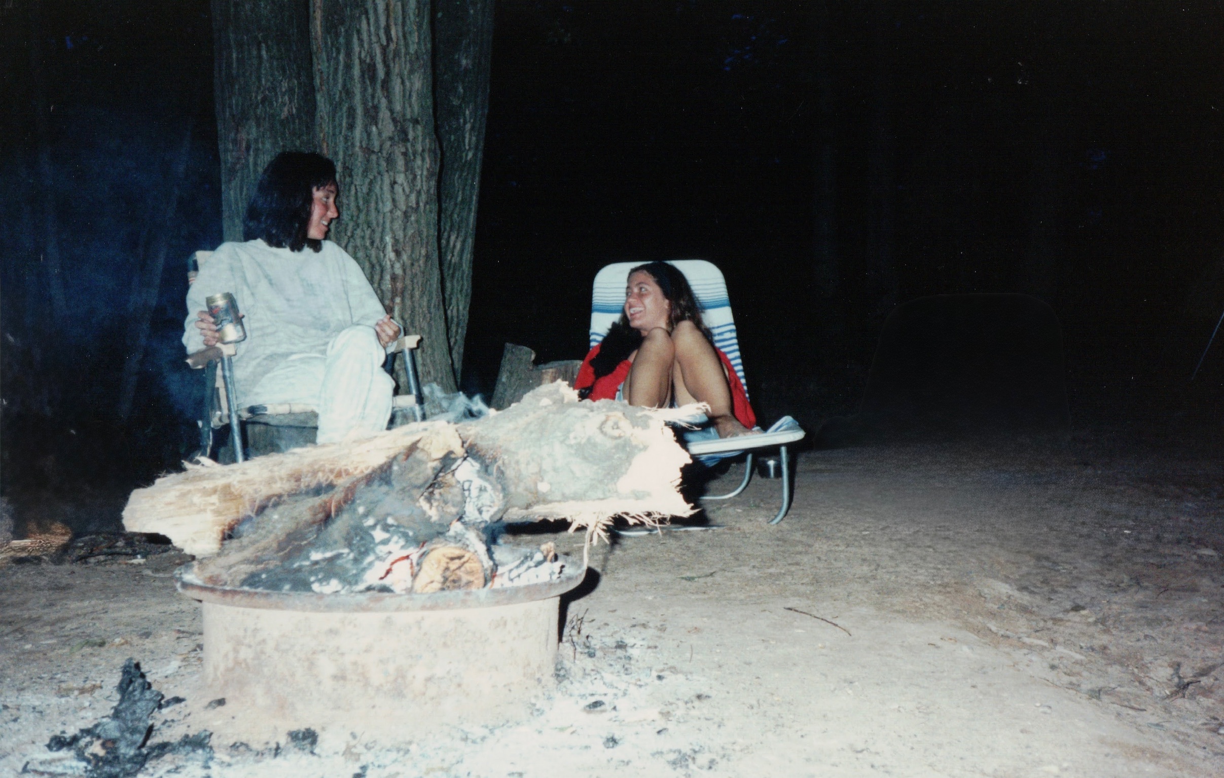 Kristy and Shari camping, some decades ago